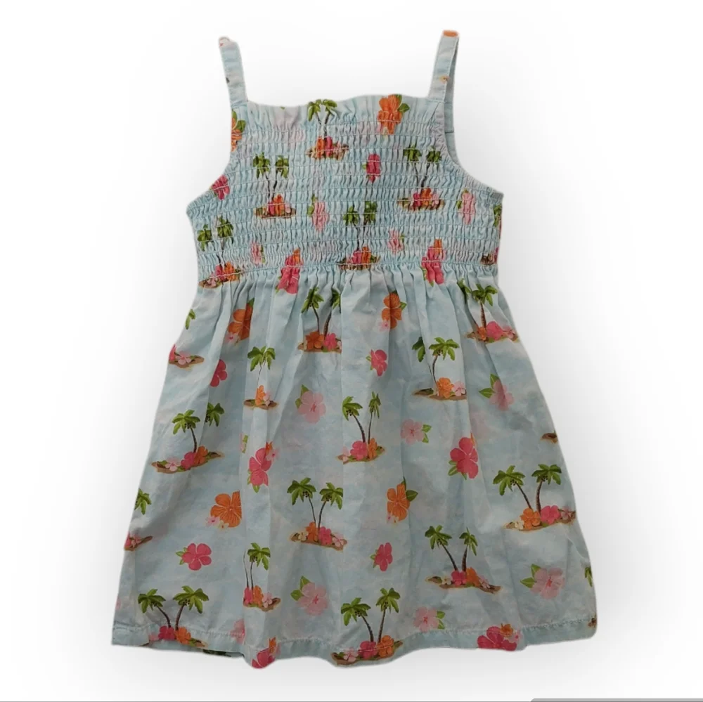 Gymboree Sundress 12 - 18 months Light Blue Palm Trees Flowers Island Tropical